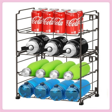 Adjustable Water Bottle Organizer Holder, 2-Tier 2 Pack Stackable Wall-Mounted Water Bottle Storage Rack for Kitchen Pantry - Bronze