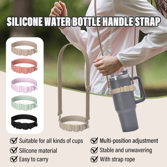 Adjustable Water Bottle Sling Crossbody Shoulder Strap, Universal Tumbler Carrier Holder with Multi-Position Buckle for 40 oz Cup, Portable Travel Drinkware Lifesaver for Walking Running