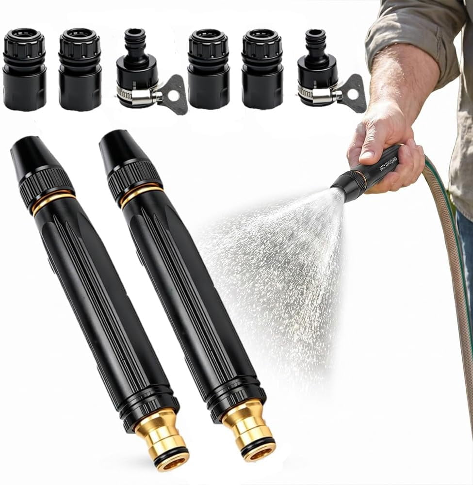 Adjustable Water Sprayer Nozzle with Connector Set, Direct Spray Hose Nozzle with 3 Spray Modes, Multi-Function Garden Hose Sprayer for Car Washing, Yard Cleaning, Pet Rinsing and Plant Watering
