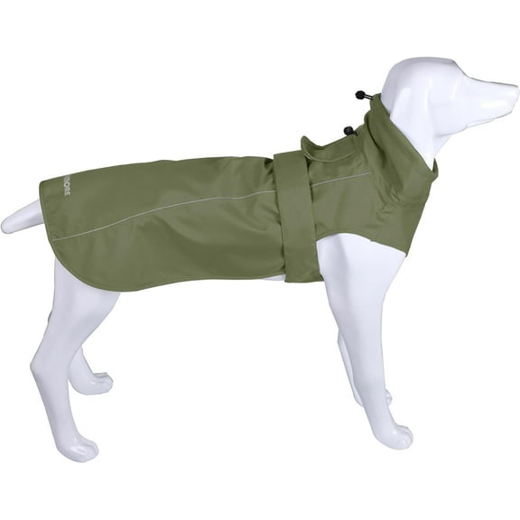 Adjustable Waterproof Dog Raincoat for Dogs,Lightweight Pet Rain Jacket Puppy Clothes with Reflective Strip for Small Medium Large Dogs (Army Green, Large)