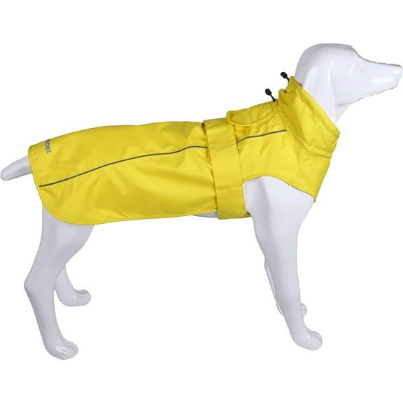 Adjustable Waterproof Dog Raincoat for Dogs,Lightweight Pet Rain Jacket Puppy Clothes with Reflective Strip for Small Medium Large Dogs (Yellow, Large)