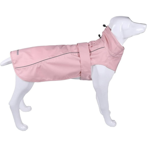 Adjustable Waterproof Dog Raincoat for Dogs,Lightweight Pet Rain Jacket Puppy Clothes with Reflective Strip for Small Medium Large Dogs (Pink, Large)