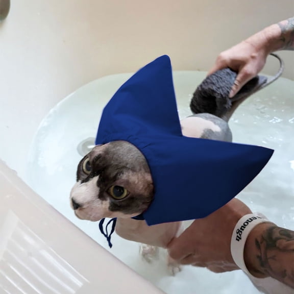 Adjustable Waterproof Pet Shower Cap, Cat Dog Ear Protection Bath Cover with Straps, Grooming Accessory for Small Pets,
