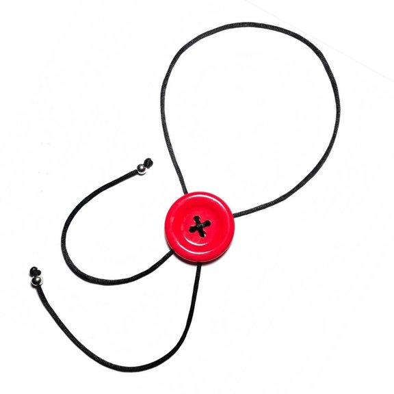 Adjustable Wax Cord Necklace With Unique Button Charm For Casual Or Party Wear