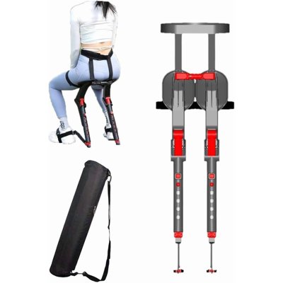 Adjustable Wearable Chair Invisible Seat, Chairless Chair for Ergonomic Support, Lightweight Wearable Exoskeleton Seat, Portable Design with 5 Height Adjustments, Supports Up to 150kg (red)