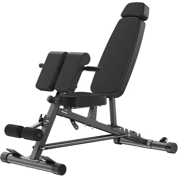 Adjustable Weight Bench, 660 LBS Foldable Workout Bench Press | Heavy Duty Chest Press Machine with Hyper Extension & 2 Wheels, for Flat Incline Decline Sit Up for Gym