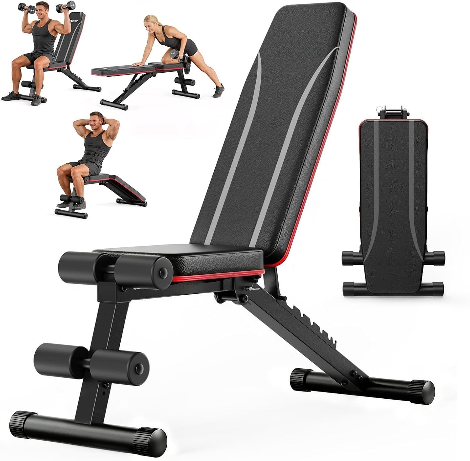 Adjustable Weight Bench 660LBS, Foldable Incline Decline Bench for Gym ...
