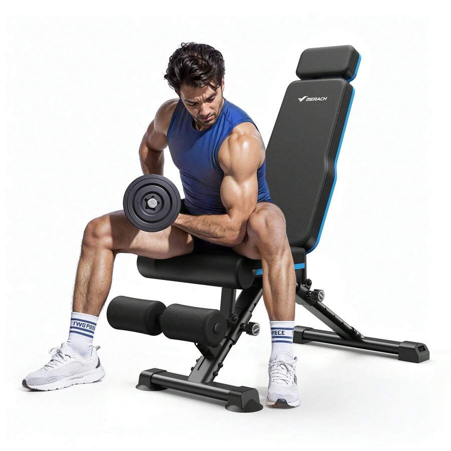 Adjustable Weight Bench With 72 Training Angles, Foldable Weight Benches For Home Gym With 990 LBS,  Perfect For Home Workouts. Great For Full-Body Strength Training Black Upgrade