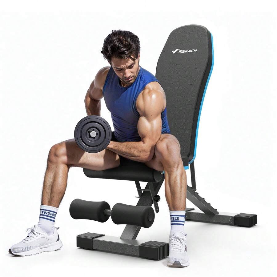 Adjustable Weight Bench With 72 Training Angles, Foldable Weight Benches For Home Gym With 990 LBS,  Perfect For Home Workouts. Great For Full-Body Strength Training Black