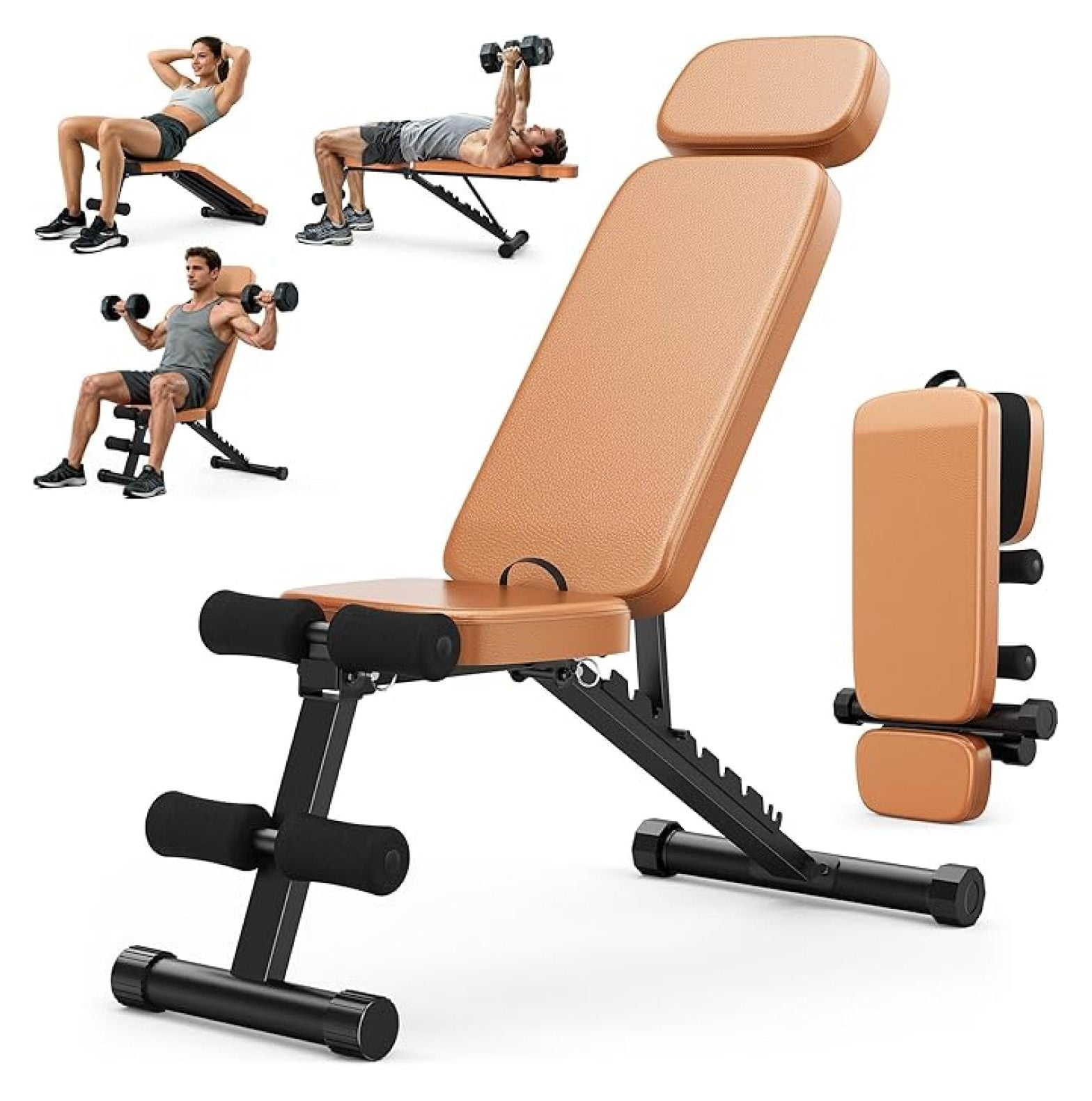 Adjustable Weight Bench, 800LBS Foldable Workout Bench with Headrest ...