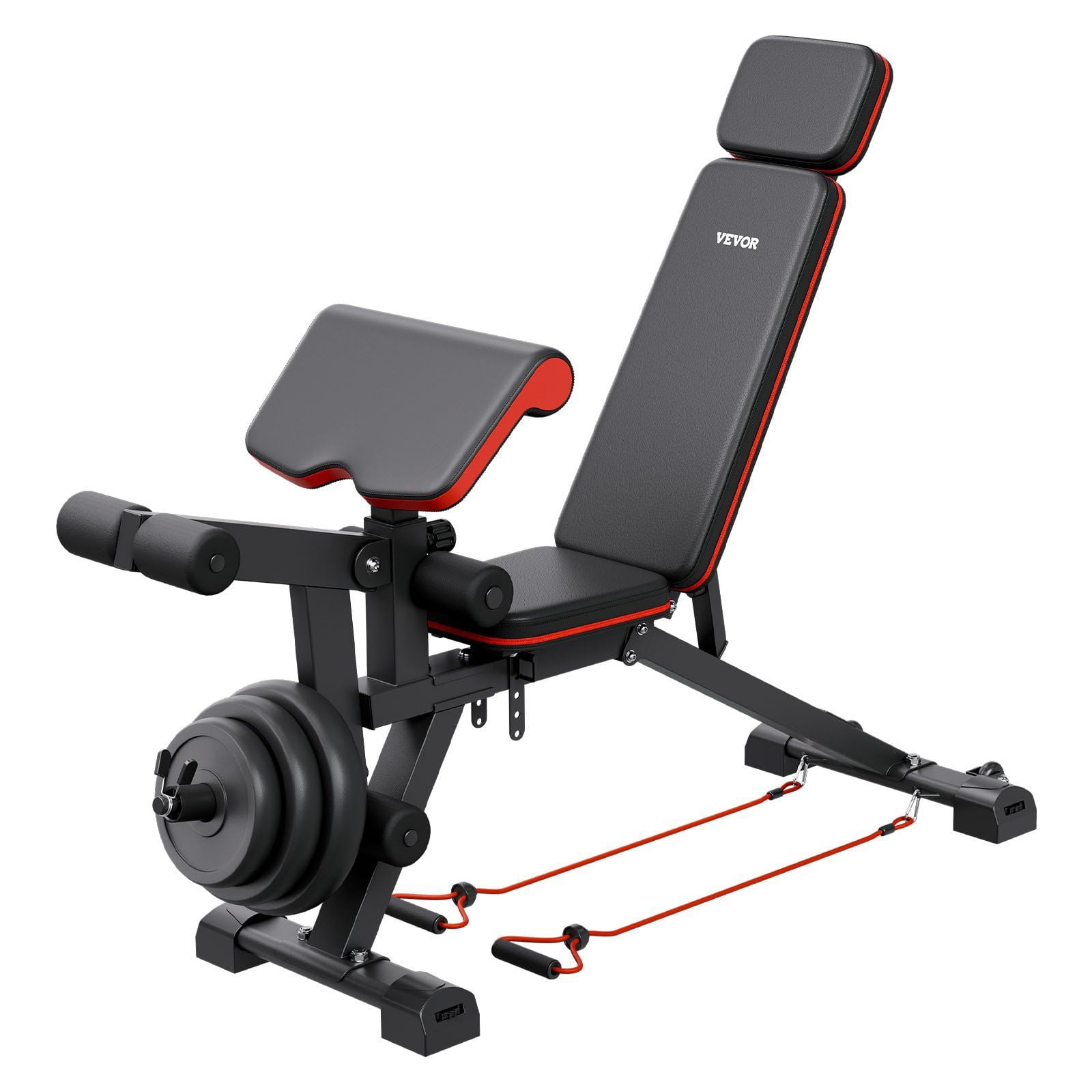 Adjustable Weight Bench 800lbs for Full Body Workout Home Gym Strength Training with Leg Extension Preacher Pad Fast Adjustment