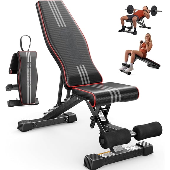Adjustable Weight Bench, 827LBS Heavy Duty Folding Workout Bench ASTM Certified, 98% Pre-Assembled Incline Decline Flat Bench, 84 Positions, Wider Seat, Home Gym Strength Training Utility Bench