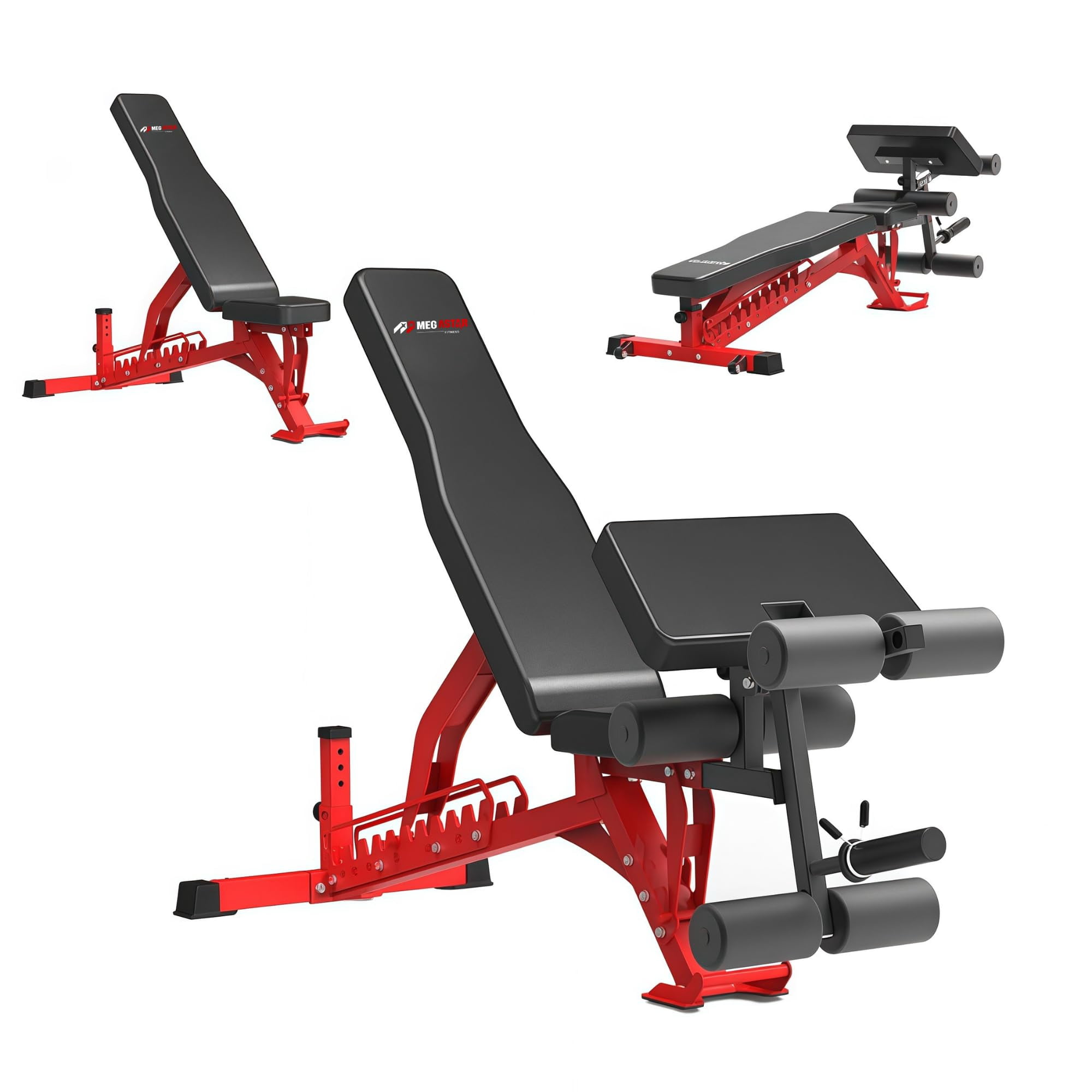 Adjustable Weight Bench, Adjustable Flat Incline Decline Home Gym Bench, Heavy-Duty 12-Gauge Steel Frame with Leg Extension and Preacher Pad for Small Space Apartment Room