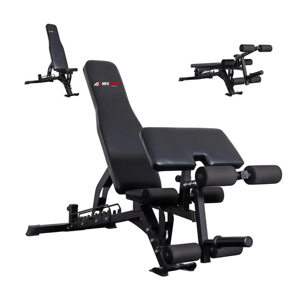 Adjustable Weight Bench, Adjustable Flat Incline Decline Home Gym Bench, Heavy-Duty 12-Gauge Steel Frame with Leg Extension and Preacher Pad for Small Space Apartment Room