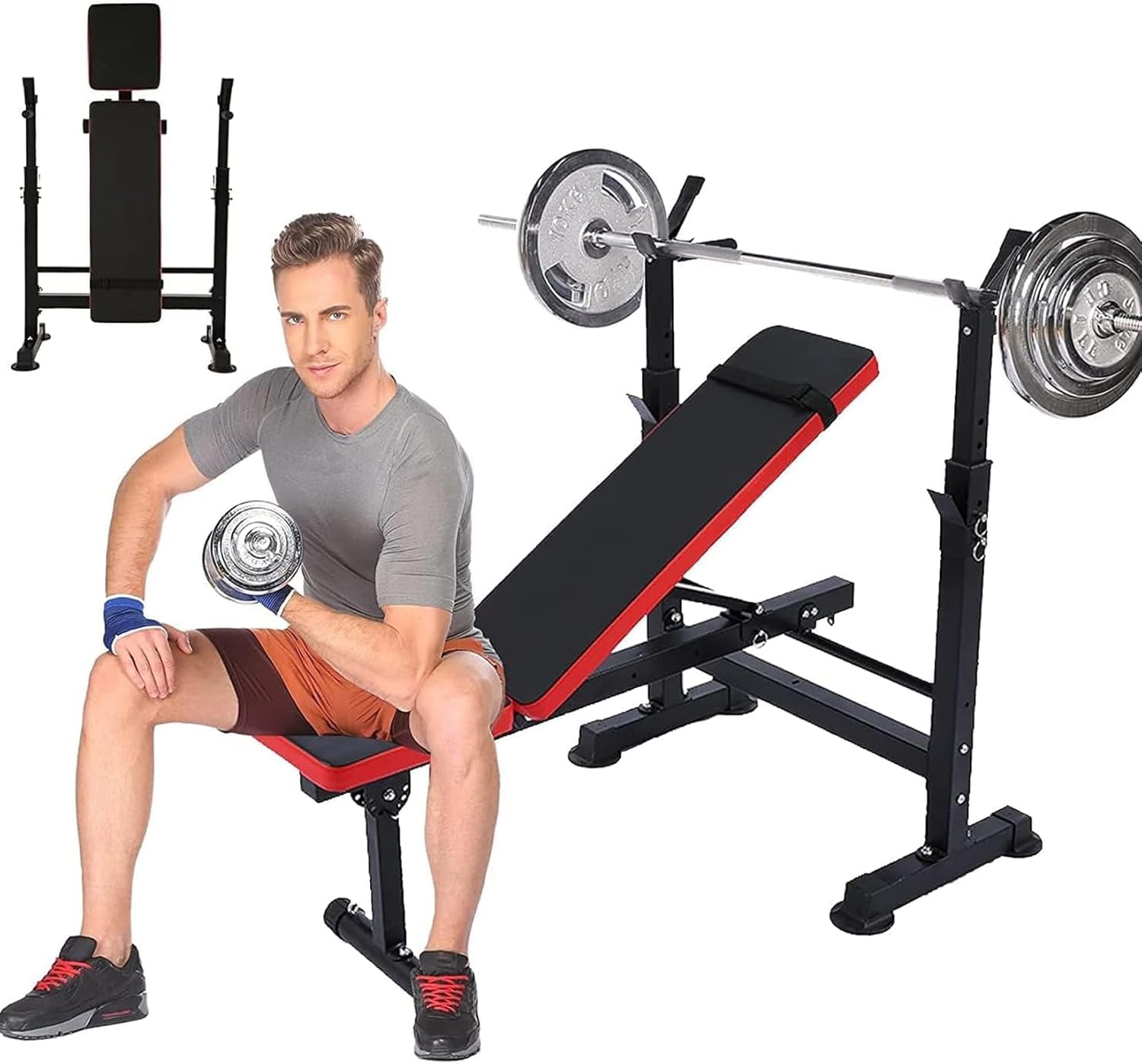 Flat Bench, Foldable Flat Weight Bench, Home Gym Workout Bench, Easy Assembly Strength Training Bench Press