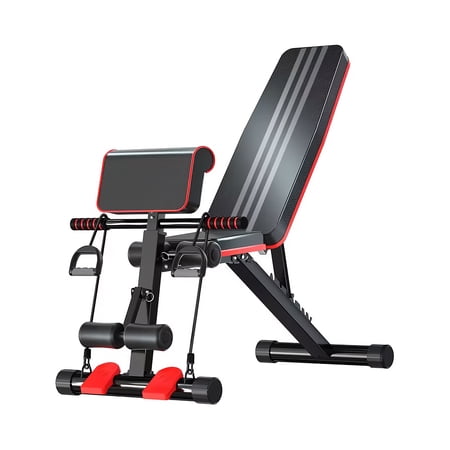 Adjustable Weight Bench Foldable Press Sit Up Bench for Home Gym Training Full Body Workout Multi-Purpose Flat Incline Exercise Bench, Black