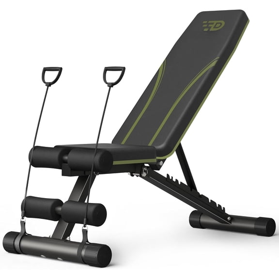 Adjustable Weight Bench for Gym, Foldable 700LBS Workout Bench with 9 Backrests, Multi-Purpose Bench Press for Incline Decline Flat with Adjustment (2 resistance bands)