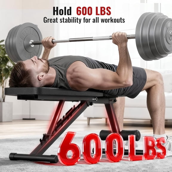 Adjustable Weight for Home Gym Exercise, 600LBS Stable Incline Decline Flat for Full Body Workout