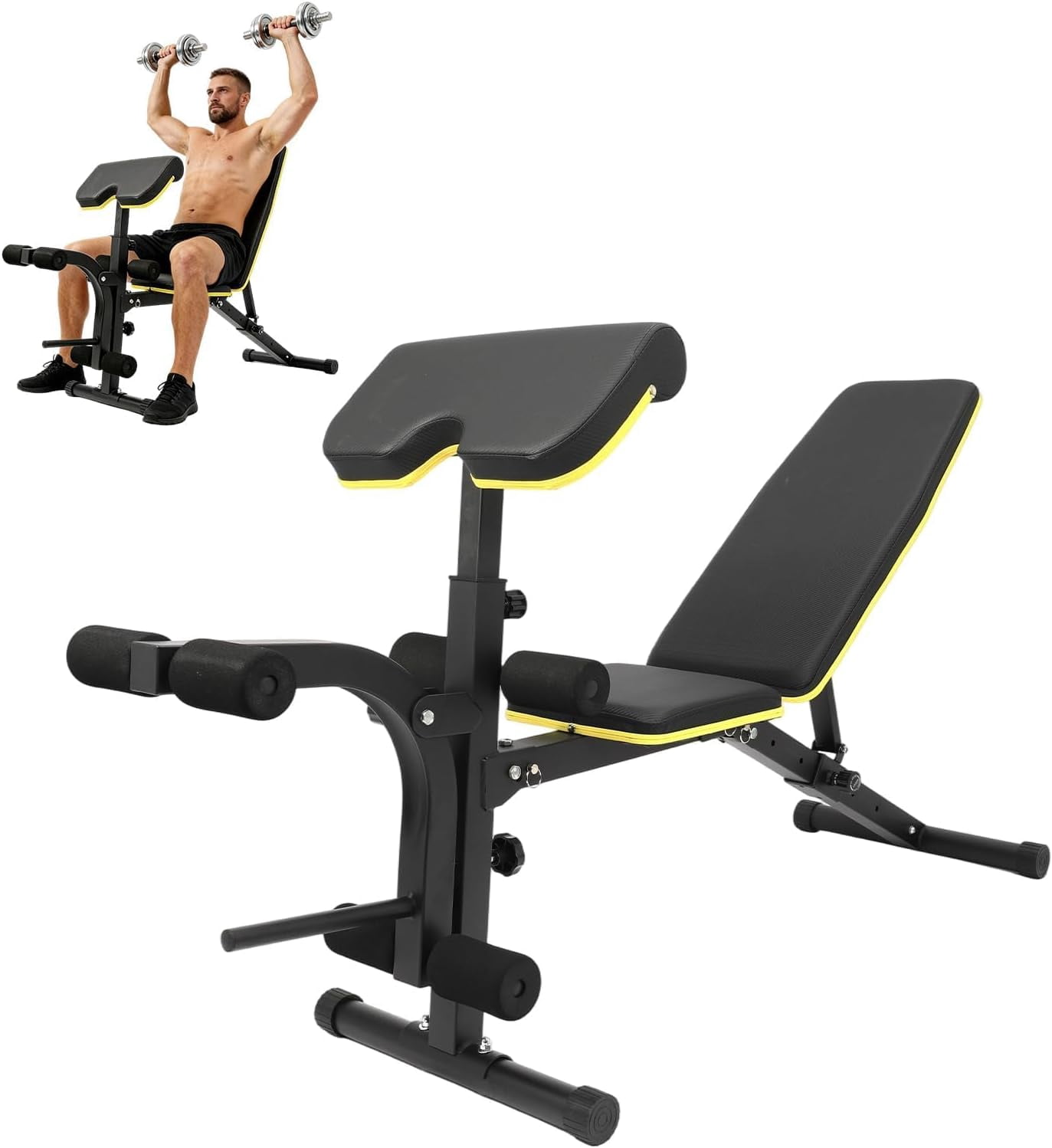 Adjustable Weight Bench with Leg Extension & Leg Curl, Multi-Functional ...