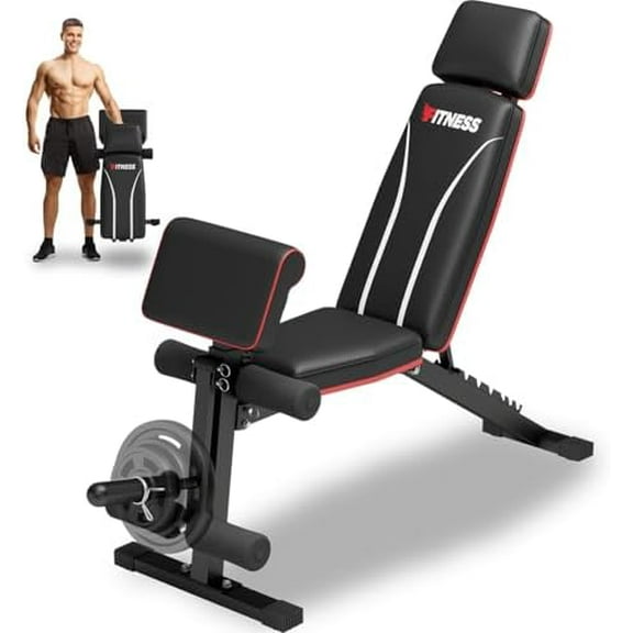 Adjustable Weight Bench with Leg Extension Preacher Pad, 880LBS Capacity Workout Bench Multi-function Bench Press Full Body Workout, Incline Decline Bench for Home Gym Strength Training