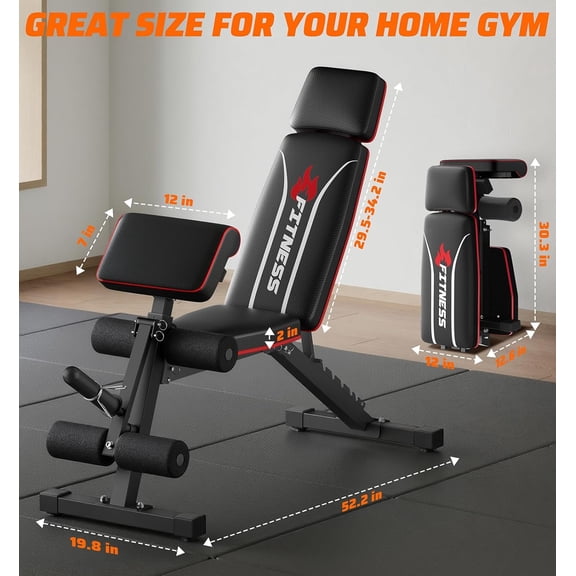 Adjustable Weight Bench & Workout Bench & Leg Extension for Home Gym, Foldable Bench Press for Full Body Workout with Leg Developer & Preacher Pad, 900Lbs Capacity & Space-Saving Design