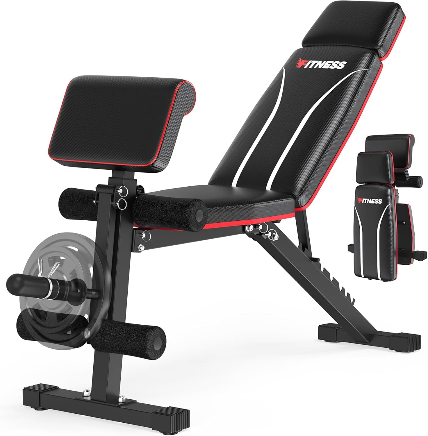 Adjustable Weight Bench Workout Bench Press for Home Gym w Leg Extension Preacher Pad Extended Headrest Foldable Flat Incline Decline Sit up Bench for Full Body Strength Training Walmart