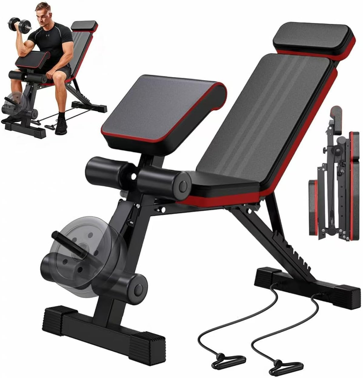 Adjustable Weight Bench, Workout Benches with Extension & Extended ...