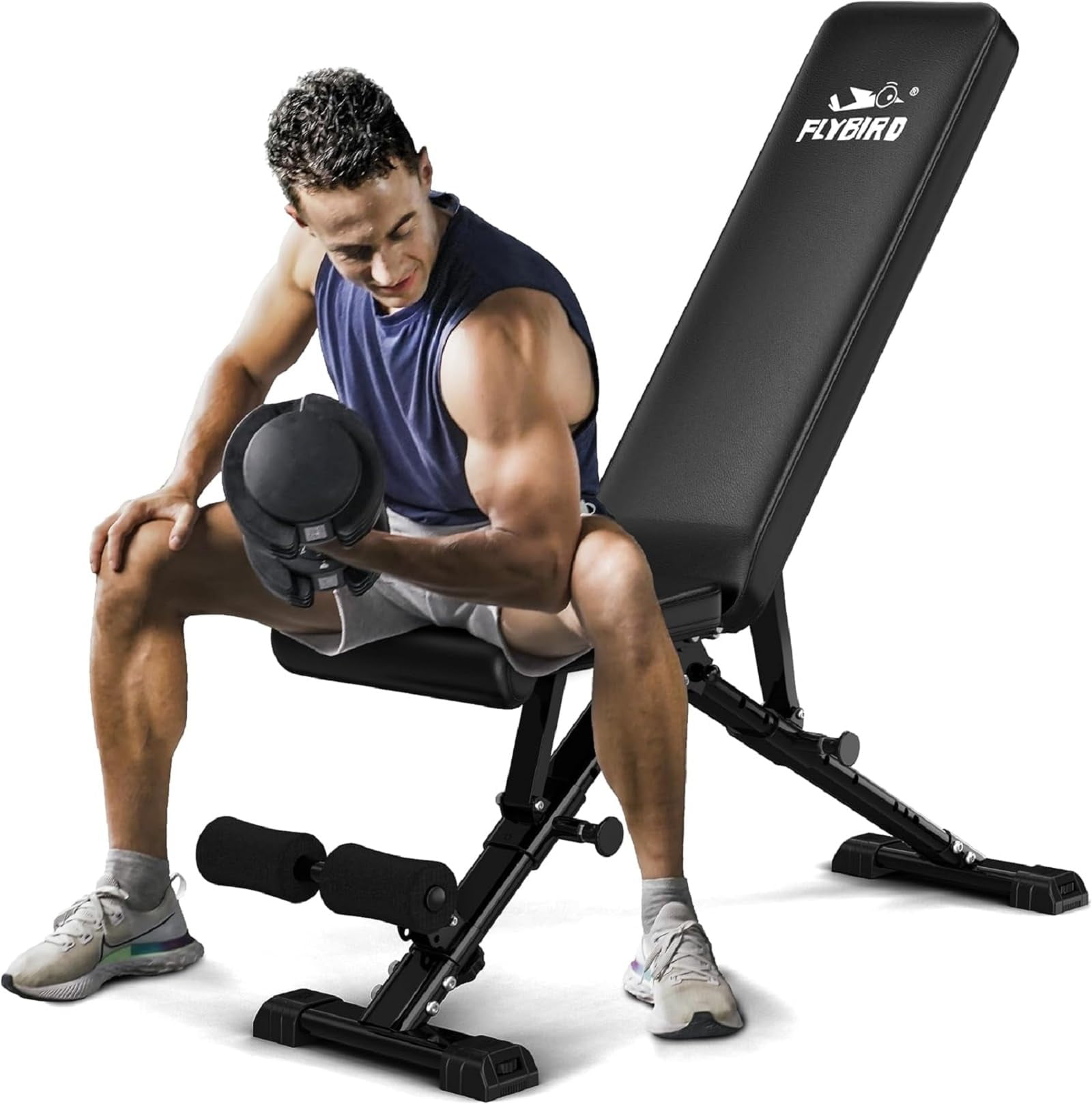 Adjustable Weight Bench for Home Gym 800 lbs Capacity, Commercial-Grade, 8 Angles Stable, Black