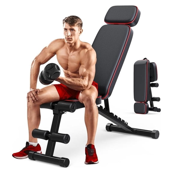 Adjustable Weight Bench with Leg Extension & Preacher Pad - 800lbs Capacity - Home Gym Workout Bench for Full Body Training, Incline Decline Press