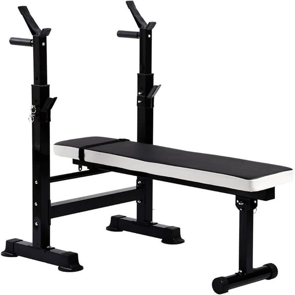 Adjustable Weight Bench with Squat Rack, Home Gym Strength Workout Station