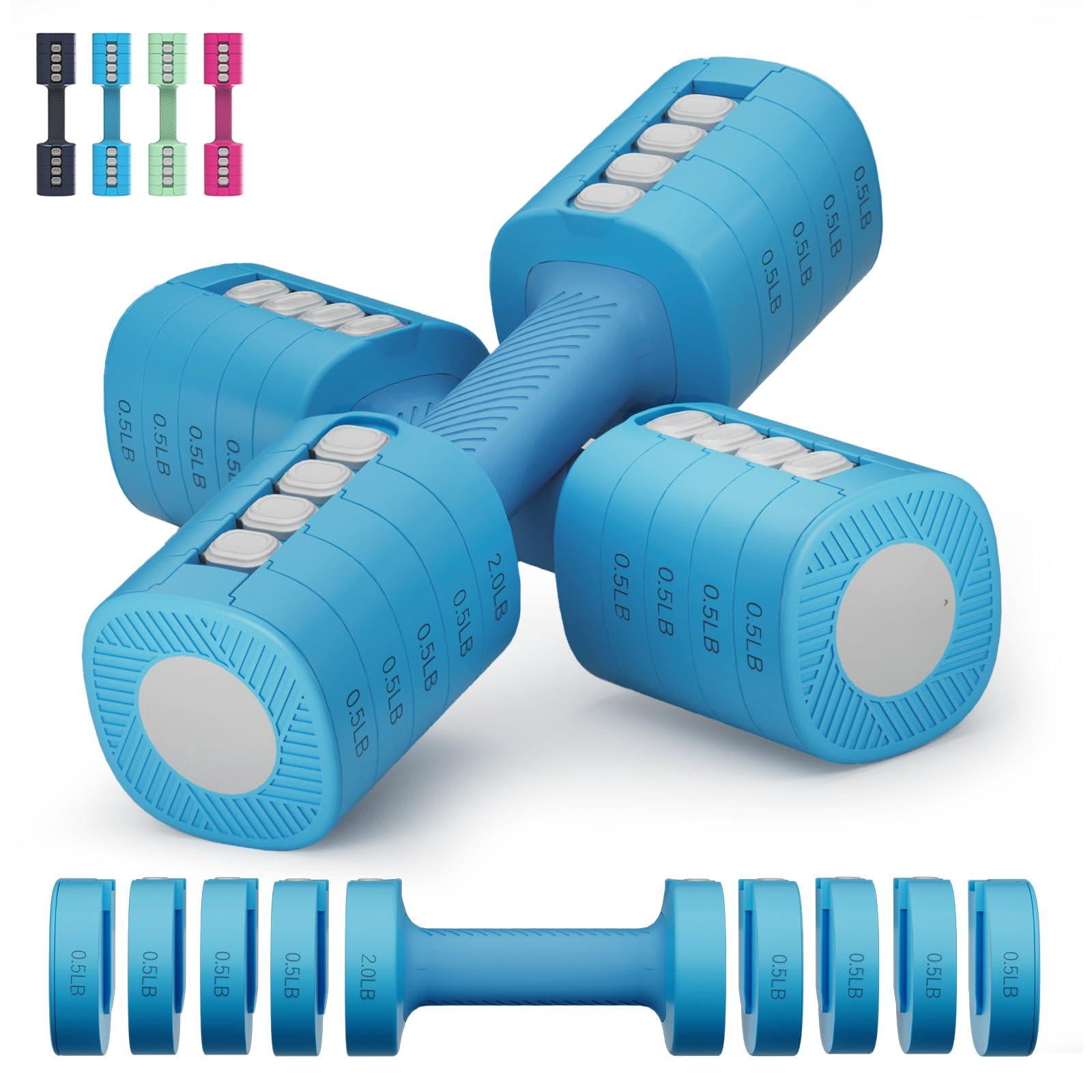 Adjustable Weight Dumbbells Set Of 2  8 In 1 Hand Weights For Women 2lb/3lb/4lb/5lb/6lb Dumbbell 12 Lbs/pair Home Office Gym Workout