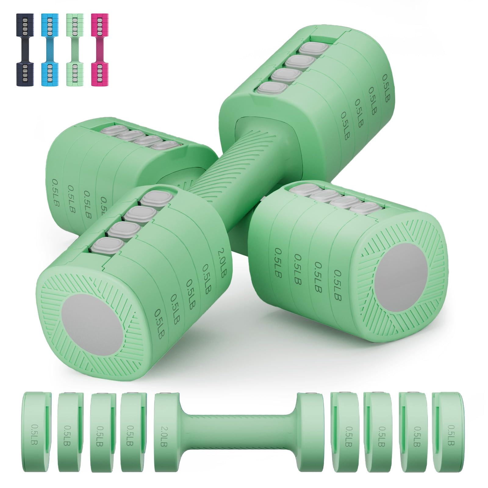 Adjustable Weight Dumbbells Set Of 2  8 In 1 Hand Weights For Women 2lb/3lb/4lb/5lb/6lb Dumbbell 12 Lbs/pair Home Office Gym Workout