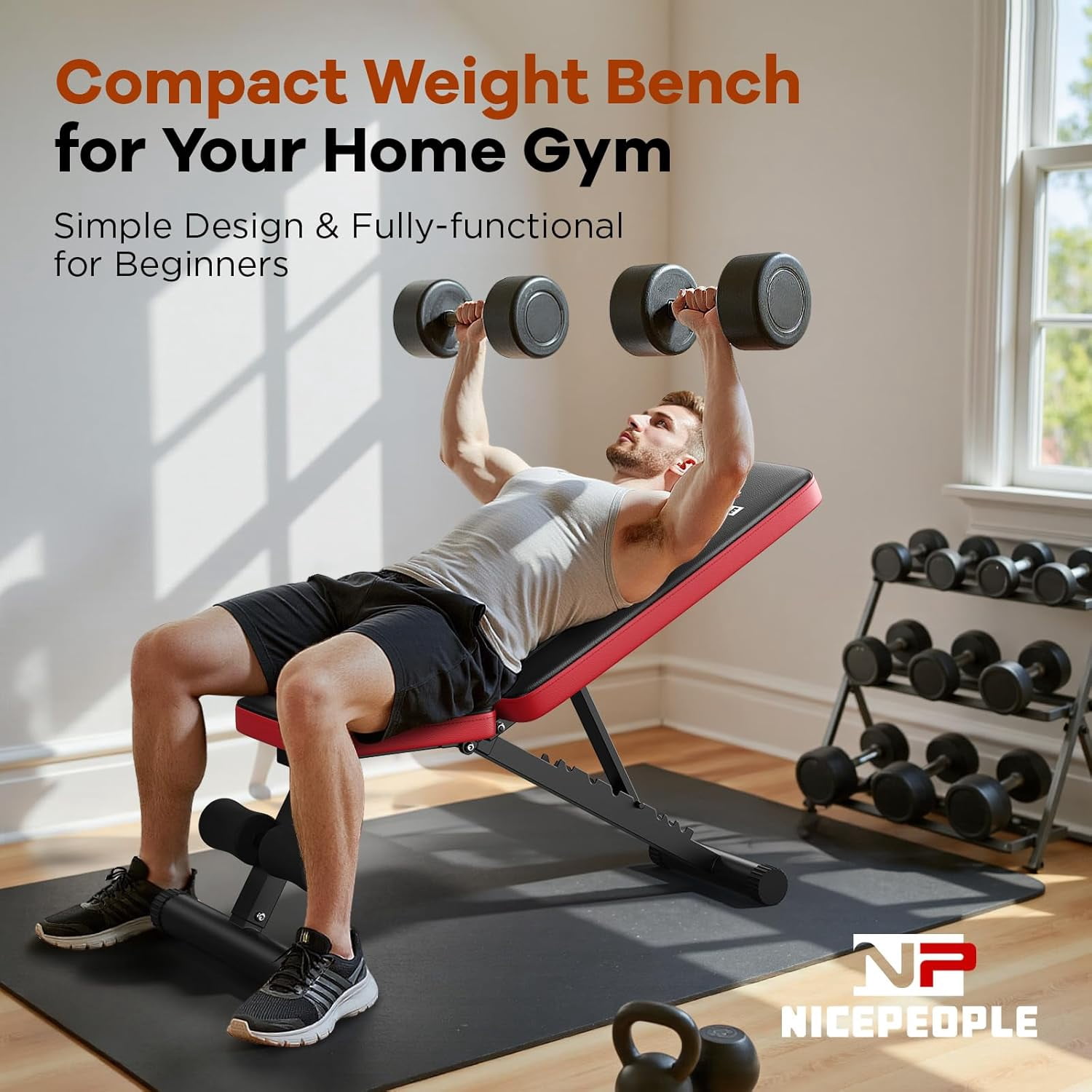 Adjustable Weight  for Home Gym, 660LBS Capacity Workout  with 8 Backrests for Chest Shoulders Arms, Compact and Foldable Strength  for Small Space Apartment Room