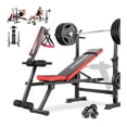 thumbnail image 1 of Adjustable Weight Set with Squat Rack, 600lbs Foldable Workout Bench, 1 of 7