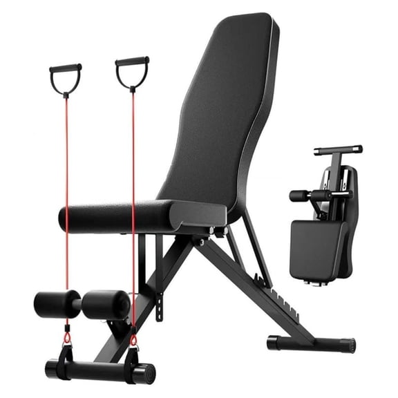 Adjustable Weight , Workout Benches with Leg Extension & Extended Headrest, Foldable Incline Decline Press, Chair, Full Body Strength Training Equipment for Home Gym