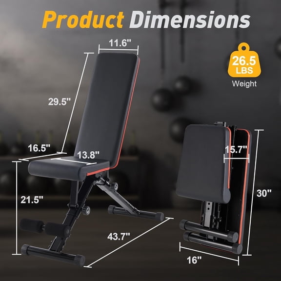 Adjustable Weight for Home Gym, Foldable Incline Decline Flat Workout with 795 lbs Capacity