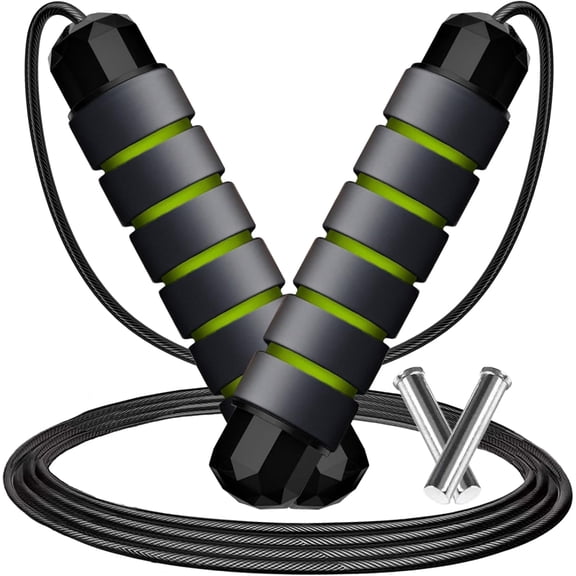 Adjustable Weighted Jump Rope, 9ft Long Tangle-Free Rapid Speed Jumprope for Exercise Calisthenics Fitness Jumping Skipping Double Dutch Boxing Crossfit, Workout Stuff for Women Men Kids Adult