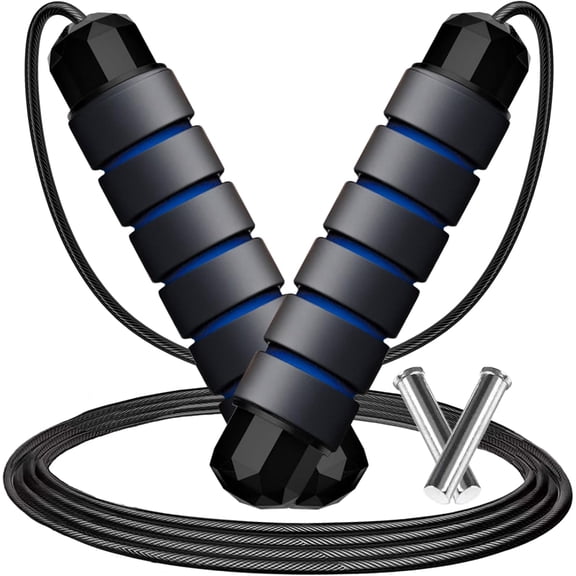 Adjustable Weighted Jump Rope, 9ft Long Tangle-Free Rapid Speed Jumprope for Exercise Calisthenics Fitness Jumping Skipping Double Dutch Boxing Crossfit, Workout Stuff for Women Men Kids Adult