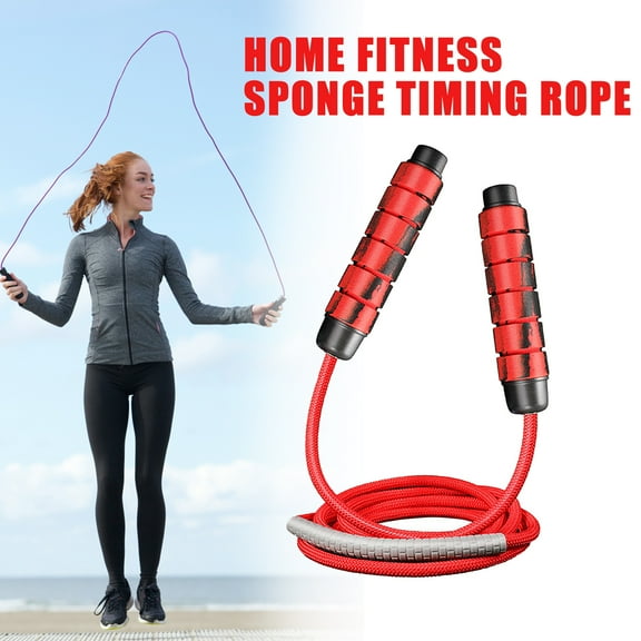 Adjustable Weighted Jump Rope, Speed Skipping Rope for Adults, Heavy Gym Exercise Rope with Bearings Quick Adjust Length Ergonomic Handles, Red