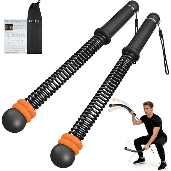 Adjustable Weighted Ropeless Battle Ropes for Home Gym - Portable Cordless Steel ng Rope with Workout Poster, HIIT & Arm Training Equipment for Men and Women