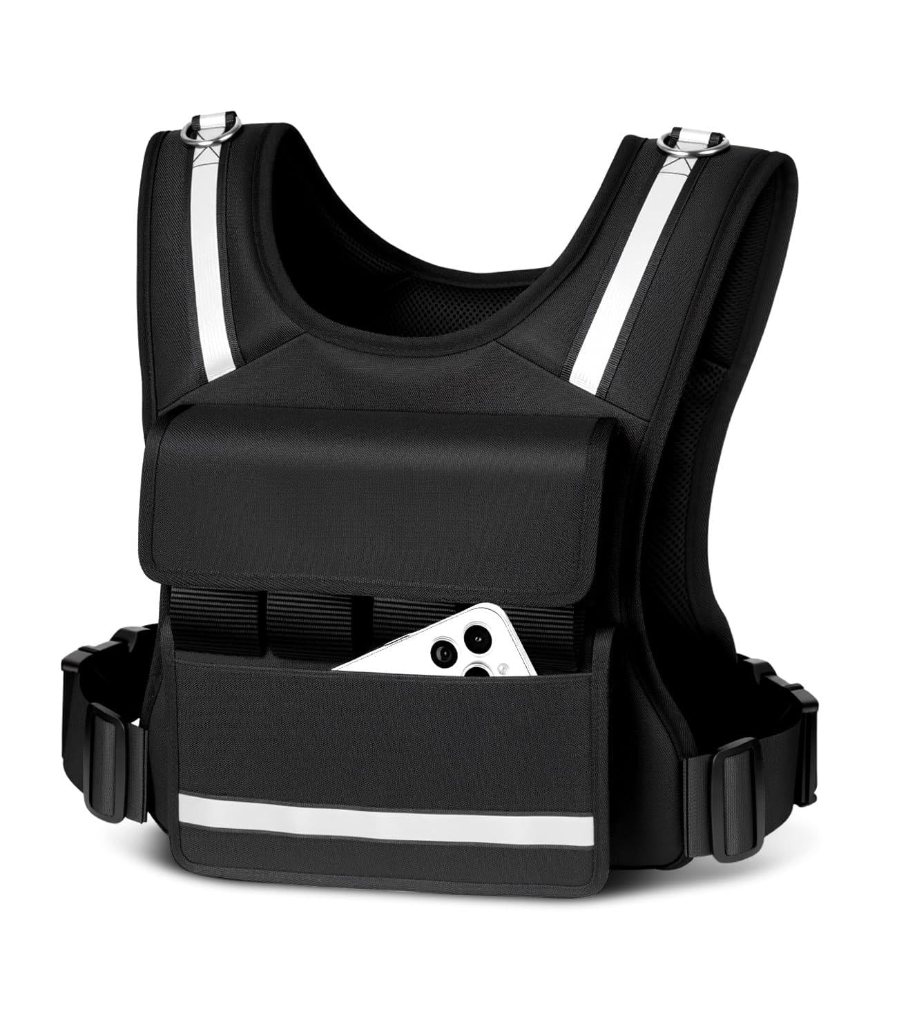 Adjustable Weighted Vest, 0-40 Lbs Capacity, Reflective Stripe, For Walking Running Strength Training