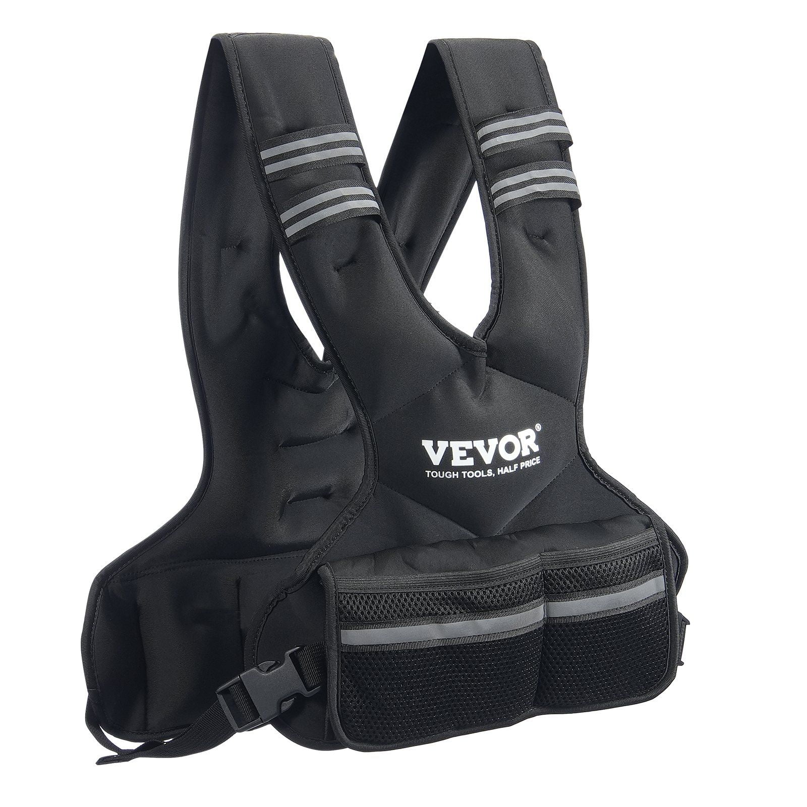 Adjustable Weighted Vest 11-20lb with 6 Iron Weights Reflective Stripe Body Weight Exercise Vest for Men Women Strength Training Running Jogging Workout Equipment