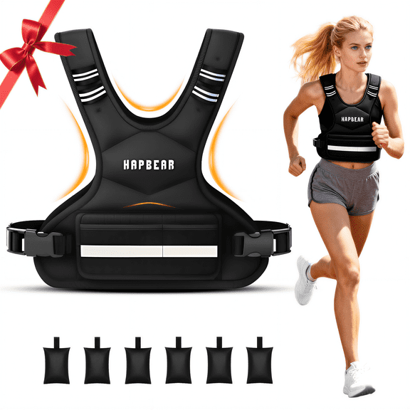 HAPBEAR Adjustable Weighted Vest 4-10 LBS with Removable Weights & Optional Kettlebell Pouch, Running Weighted Vest for Men & Women, Weighted Workout Vest for Strength Training & Weight Loss