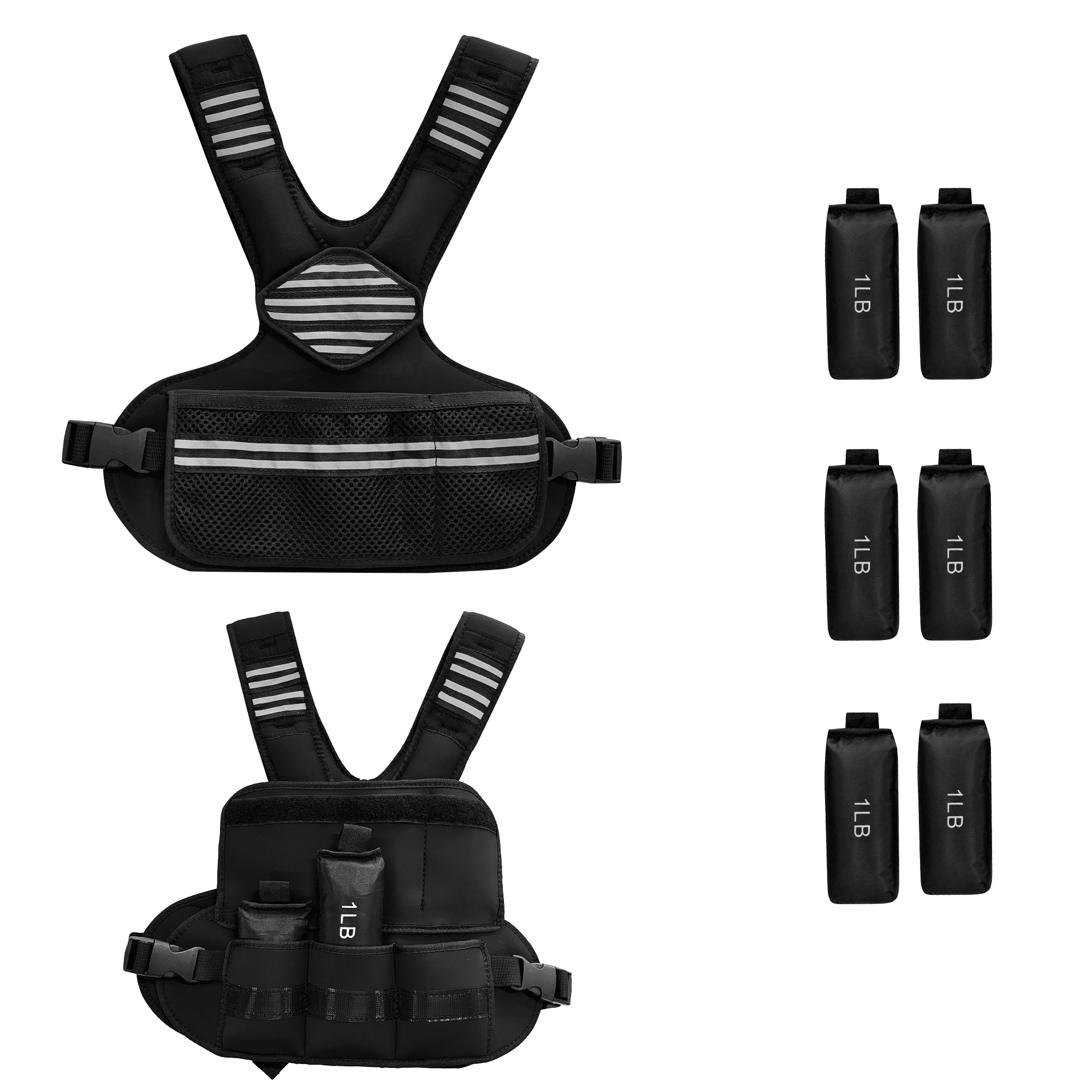 Adjustable Weighted Vest, 6-20 Lb, Weight Adjustable, Weight Vest with Reflective Strips, Large Pocket for Walking, Jogging, Rucking, Running and Strength Training, Home Gym Workout Equipment