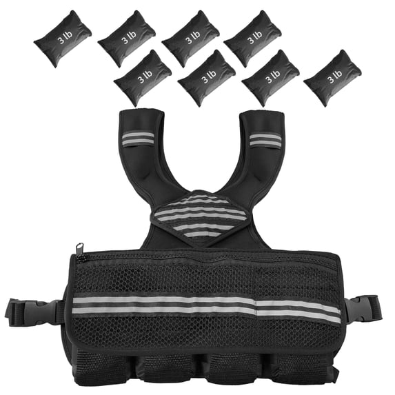 Adjustable Weighted Vest for Men, 6-30 Lbs Body Weight Vest with Reflective Stripe and Mesh Pocket, Workout Gear for Walking, Jogging and Strength Training