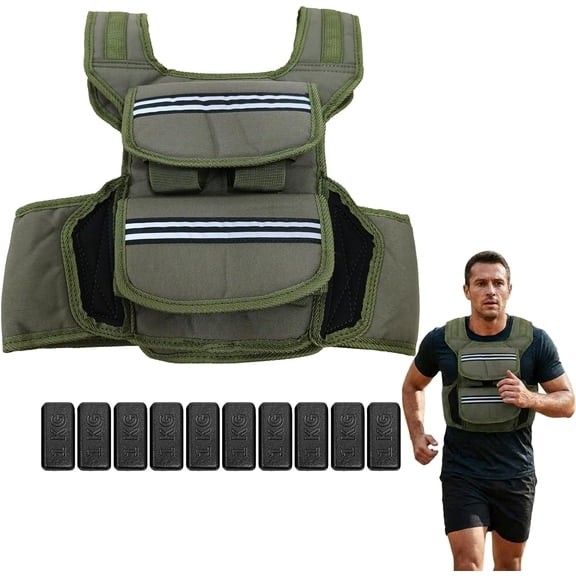 Adjustable Weighted Vest for Rucking & Running, 25lbs/35lbs/45lbs Weight Vest for Men Women with Reflective Strips, Storage Pocket for Strength Training, Walking, Workouts