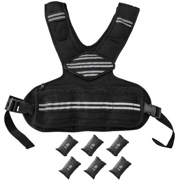 Adjustable Weighted Vest - Training Vest with Reflective Strips and Mesh Storage Pockets for Running Walking and Conditioning