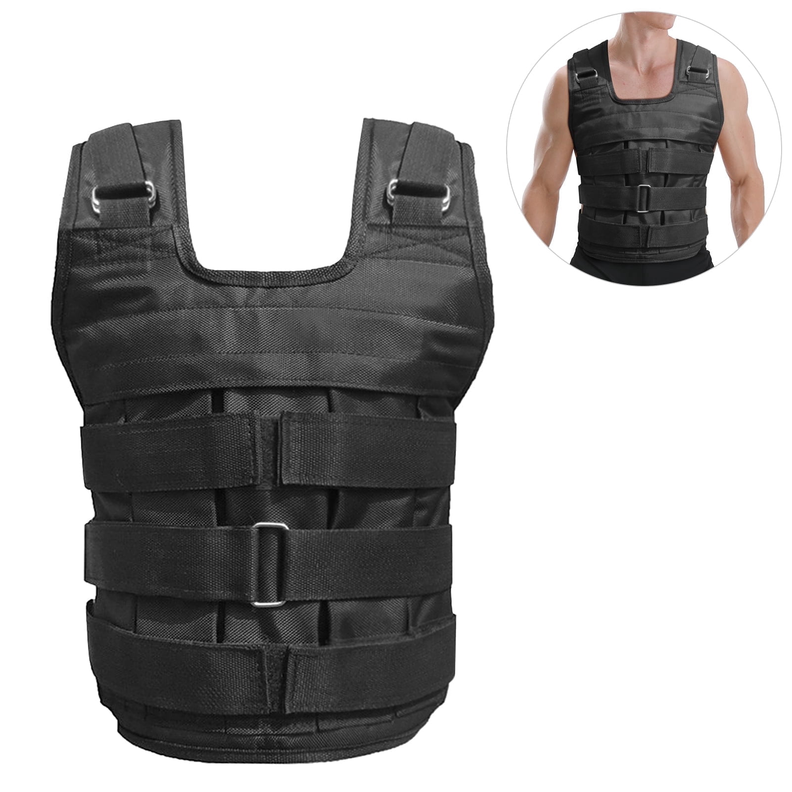 Adjustable Weighted Vest Weight Jacket Oxford Exercise Weight Loading Cloth Strength Training 110LB Max. Load (no weights)