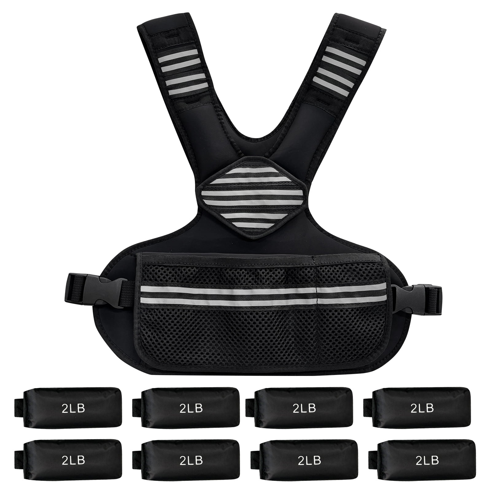 Adjustable Weighted Vest for Women Men,Weighted Walking Vest with Reflective Strips and Mesh Pockets,Strength Training Weight Vests for Running GYM Home Workout