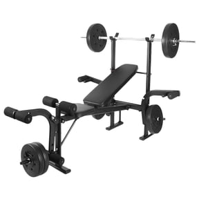 Adjustable Weights Bench, 4 in 1 Gym Sets with Barbell Rack and Leg Developer, 800LBS Bench Press Set, Full Body Workout Machine for Home Gym, Build a Perfect Body